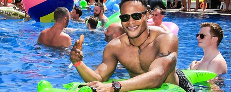 Chilling in the pool at the Bear Week Pool Party Sitges