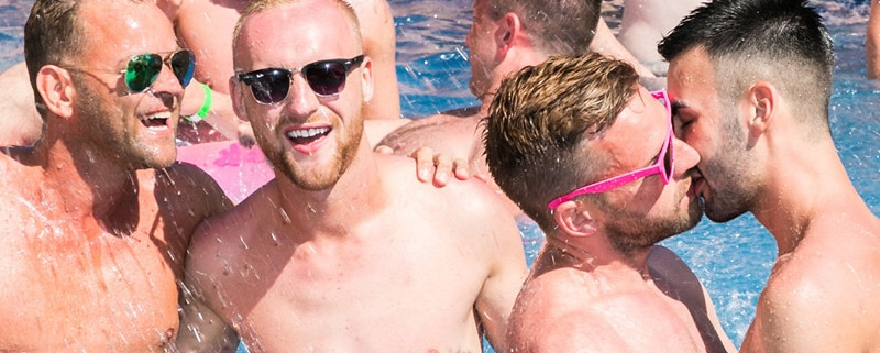 dancing in the pool at the Bear Week Pool Party Sitges