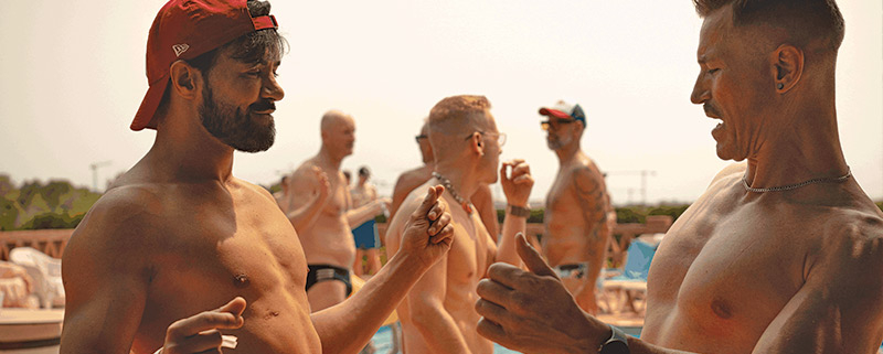 dancing by the pool in sitges at the summer pool event